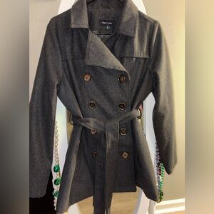 New Look Gray Double-Breasted Pea Coat